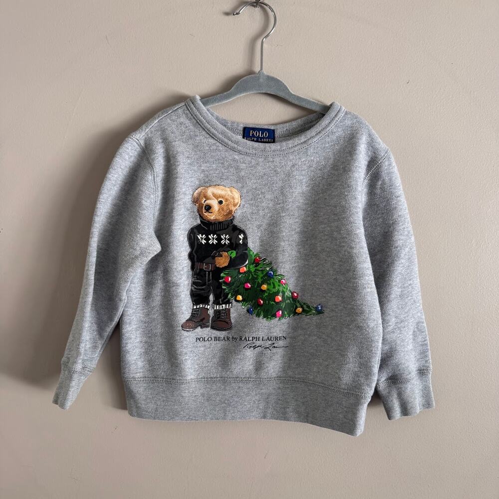 Polo Ralph Lauren Kids Festive Bear Christmas Tree Crewneck Sweatshirt 4T